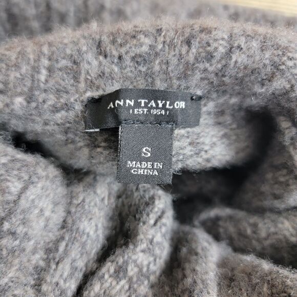 Ann Taylor Sweater Womens Small Brown Lambswool Blend Wide Collar Cowlneck - Picture 10 of 11